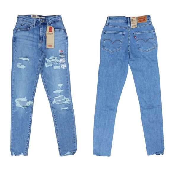 Levi's 721 Skinny Leg High Rise 24Wx30L Distressed Denim Jeans NWT Take Me Out - Picture 1 of 1